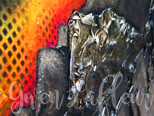 detail Salt Lake City Mixed Media Painting Close-up 2 - Gwen Lafleur - WM